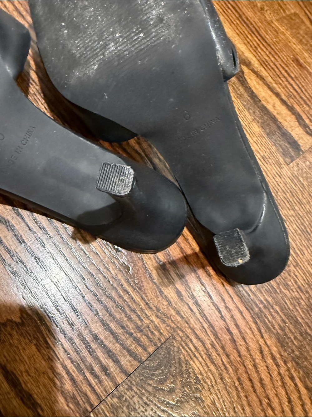 Black Faux Leather Slide Heel Mules - Women - Picture 6 of 6
